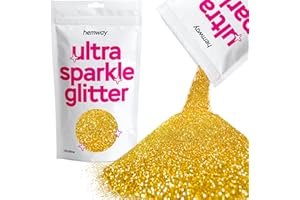 Hemway Gold Premium Glitter Multi Purpose Dust Powder 100g / 3.5oz for use with Arts & Crafts Wine Glass Decoration Weddings 