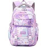 MITOWERMI Purple Backpack for Girls Bookbag Kids School Bags Multi-pocket Girls Backpack for School Elementary Students Schoolbags Teens Back packs (Purple)