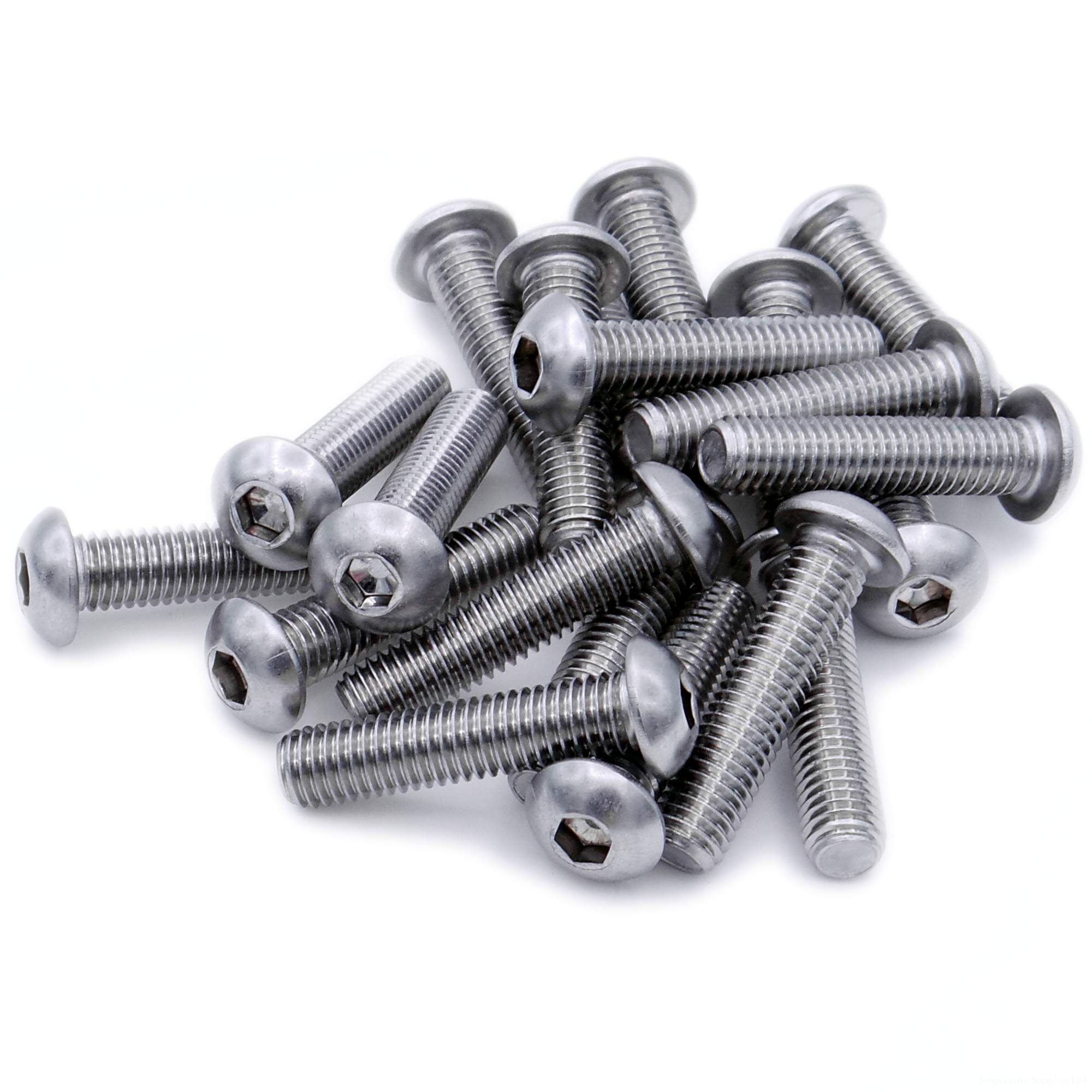 M6 (6mm x 18mm) Hex Socket Button Machine Screw (Bolt) - Stainless Steel (A2) (Pack of 20)