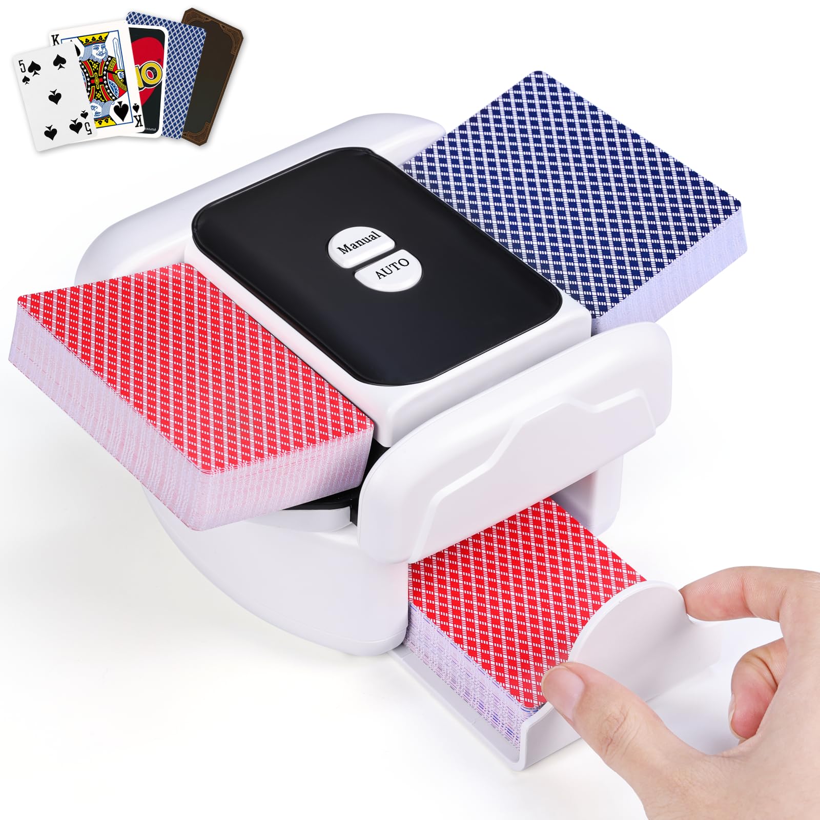 Photo 1 of Holiky Automatic Card Shuffler 2 Deck, Rechargeable Playing Cards Shuffling Machine with One-Press AUTO&Manual Mode, Electric Poker Shufflers for UNO, Skip-Bo, Phase 10, Home Party Card Games