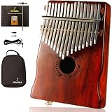 Kalimba 17 Touches En Acacia - Micro Intégré, Interface Audio 6.35mm - Instrument Débutant/pro - Livré Avec étui