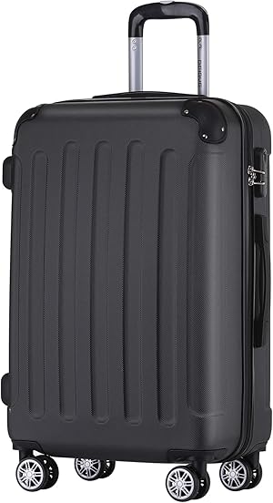 BEIBYE Hartschalen-Koffer Trolley Rollkoffer Reisekoffer Handgepäck 4 Rollen (M-L-XL-Set) (Schwarz, XL)