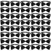 HekouJiub 40Pcs Black Bow Ties for Men Bulk, Adjustable Pre Tied Formal Satin Bowtie for Wedding Party Celebration Mens Tuxedo Shirt Costume Accessories