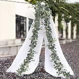 LOMOHOO 2 Pack Artificial Eucalyptus Garland 5.9 Ft White Flower Table Runner view 6