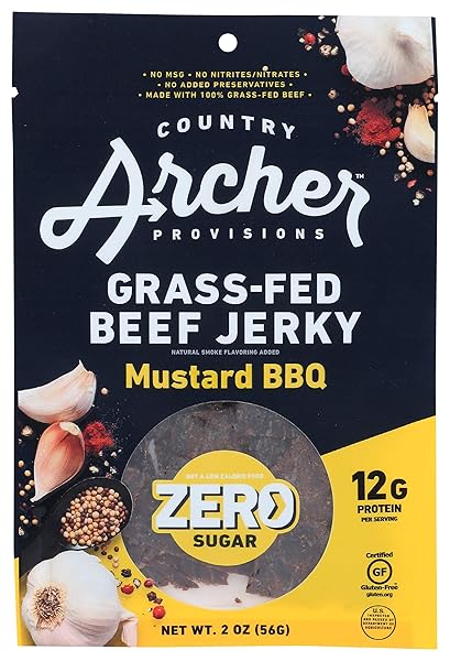 COUNTRY ARCHER MUSTARD BBQ GRASS FED BEEF JERKY, 2 OZ