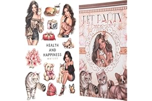 YagCu Scrapbook Sticker Book, Pets Dogs Cats Journaling Stickers, Animal Junk Journal Supplies, Pre-Cut Aesthetic Scrapbooking Stickers for Adults, Decorative Ephemera Bullet Planner DIY Arts Craft