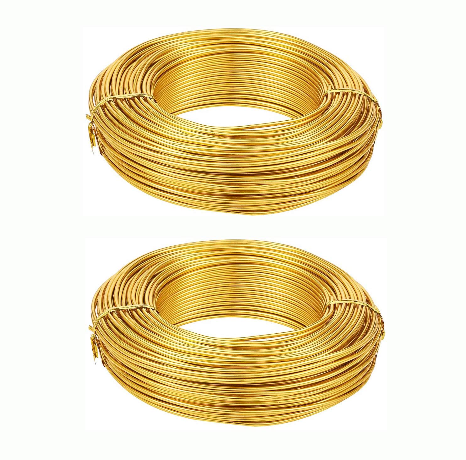 KuTi Kai Aluminium Wire 2 Rolls 5m Length Bendy Craft Silver Wire for Jewelry Making,DIY Sculpture,Modelling Making and Crafts (Yellow, 2.0mm)