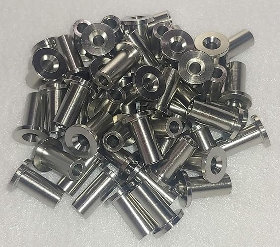 50 Pack of Stainless Steel Protector Sleeves Self Locking Design 1/8" Cable Railing Wood Post