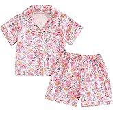 Nokpsedcb Toddler Girl Floral Pajamas Set Short Sleeve Button Down Shirt And Shorts 2Pcs Kids Pjs Loungewear