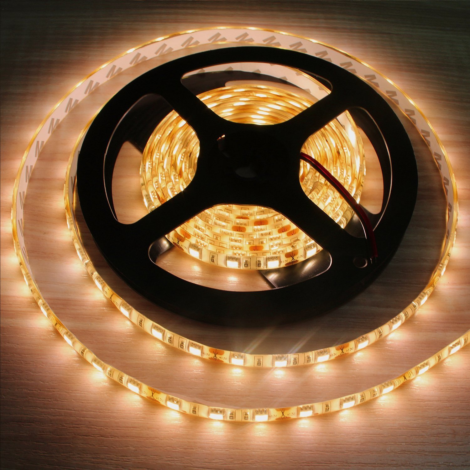 GALYGG Warm White SMD 5050 Waterproof LED Strip Lights with DC 12V 2A Power Adapter,16.4ft/5m 300 Units,Tape Light for Garden,Home,Kitchen,Car,Bar Lighting