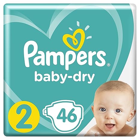Pampers Baby-Dry Windeln Größe 2 (4–8 kg), Luftkanäle für atmungsaktive Trockenheit, bewährte Trockenheit für Ihr Baby, Sparp