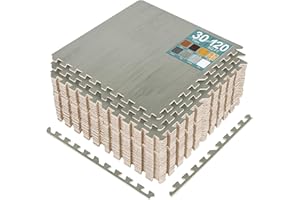 Sorbus 120 Sq. Ft. Wood Grain Floor Tiles Foam Mat EVA Interlocking Mats Tile 3/8-Inch Thick Flooring Wood Puzzle Exercise Ma