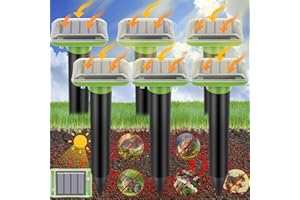 ENERJARY 2024 Ultrasonic Mole Repellent Solar Powered, Waterproof Vole Repellent Mole Deterrent for Yard, Gopher Repellent Effectively Repels Snake Chipmunks Voles Gophers Groundhogs (6P-Green)