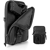 LarKoo Concealed Pistol Pouch Multipurpose Carry Gun Bag Waist Molle Bag Fanny Pack with Pistol Holster in 9 inch Length and Phone Belt Clip Holder for Less Than 7 inches Smartphone…