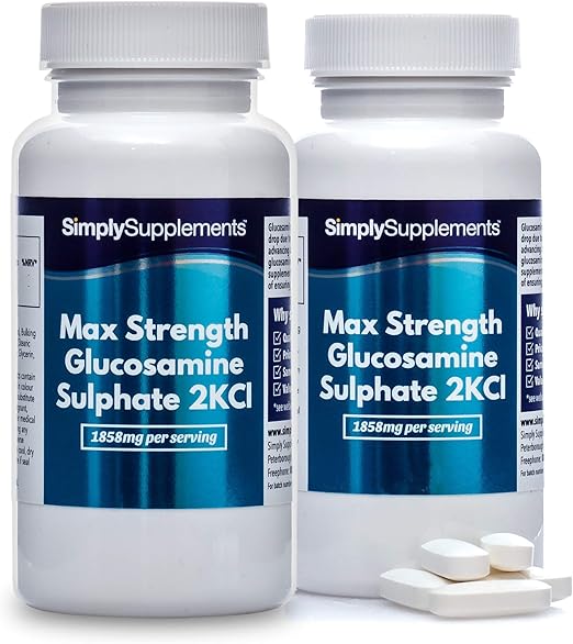 Maximum Strength Glucosamine Sulphate 2KCl 1858mg Per Serving 2 x