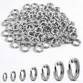 SILANON Fishing Split Rings Stainless Steel Lure Rings Flattened Hyber Wire Split Rings for Fishing Lures Solid Snap Rings Saltwater Terminal Tackle Connector 22-145LB 100pcs
