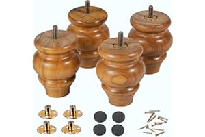 MAOHAM Sofa feet-Wood Couch Legs 3.5 inch Wood Color,Round Sofa Legs Set of 4,Couch Legs Replacement,for Chair Legs Dresser Legs Cabinet Legs