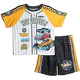 Hot Wheels Athletic Mesh Baseball Jersey T-Shirt and Shorts Outfit Set Toddler to Big Kid Sizes (2T - 10-12)