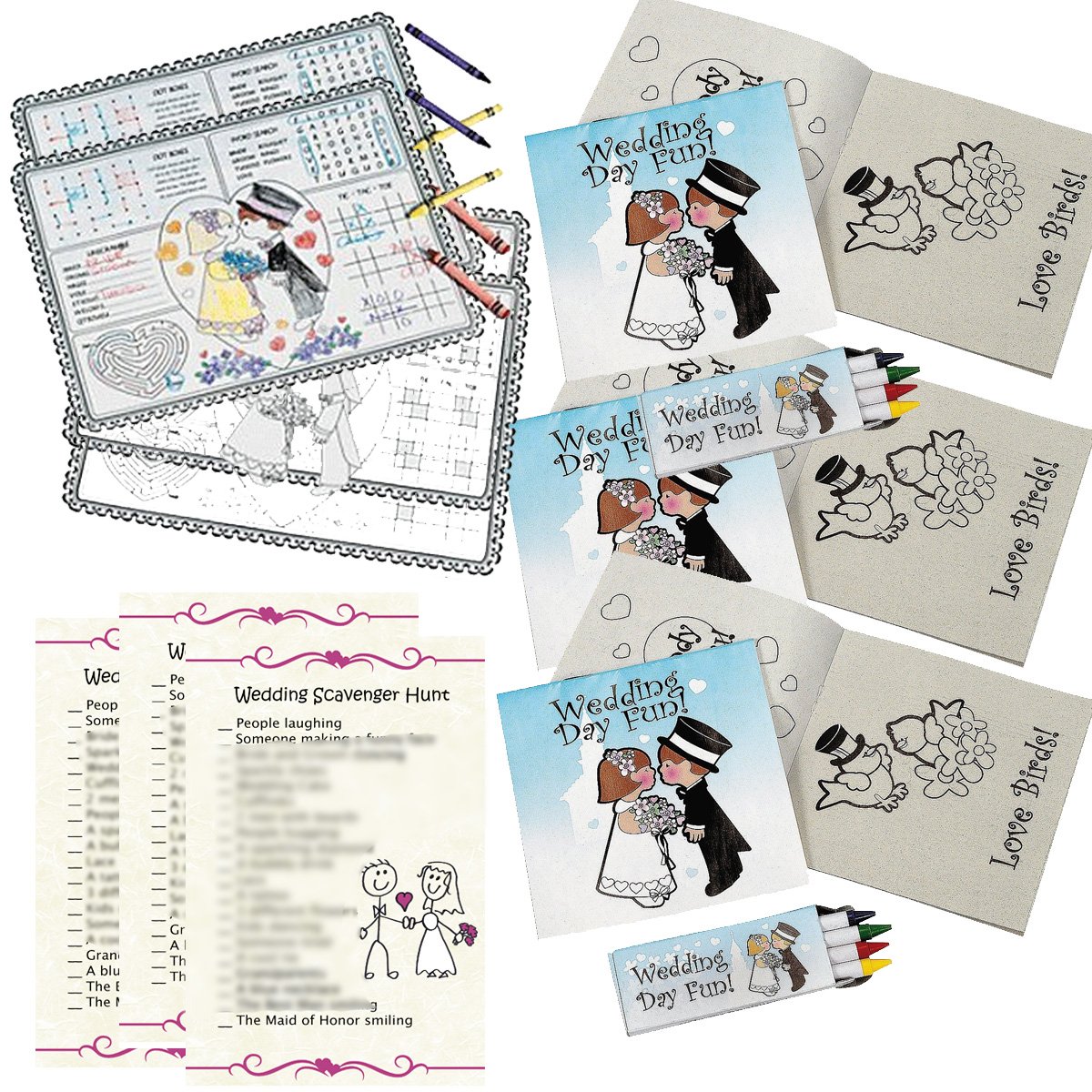 Download Wedding Activities For Kids Individually Packaged Wedding Coloring Books And Crayons Wedding Activity Placemats And Wedding Scavenger Hunt Sheets 12 Pack Buy Online In India At Desertcart In Productid 67281209