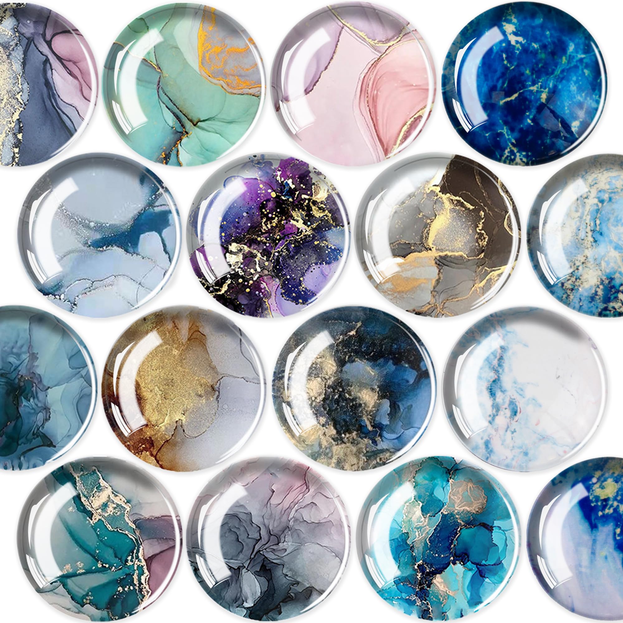 JJ PRIME - 16 Pcs Fridge Magnets | Round Fridge Magnet | Mini Fridge Accessories | Craft Magnets | Small Magnets for Whiteboard, Office. Kitchen and School (Marbles Design B) — image 1