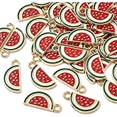 DanLingJewelry 100Pcs Watermelon Slice Charms Alloy Enamel Red & Green Summer Fruit Charms for DIY Bracelets Necklaces Keychains