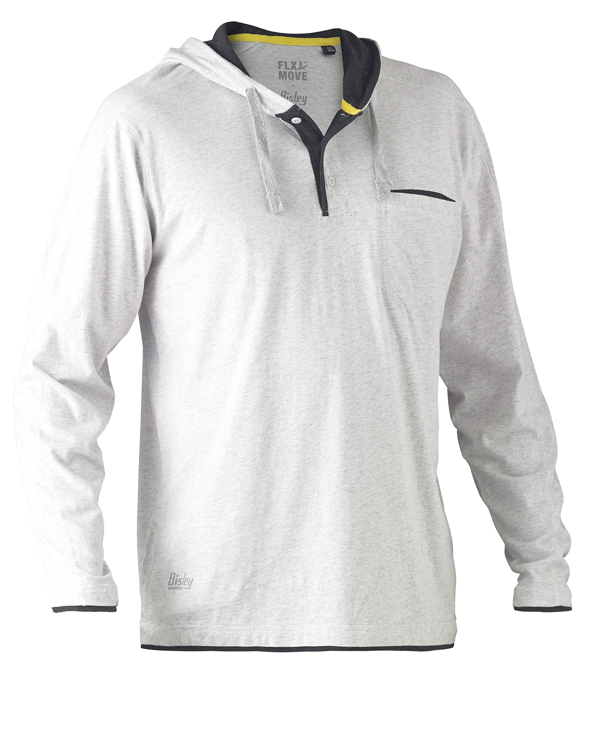 Bisley Workwear UKBK6220_BGGY T Flex & Move Cotton Shirt Hoodie Long Sleeve - Grey Marle, S