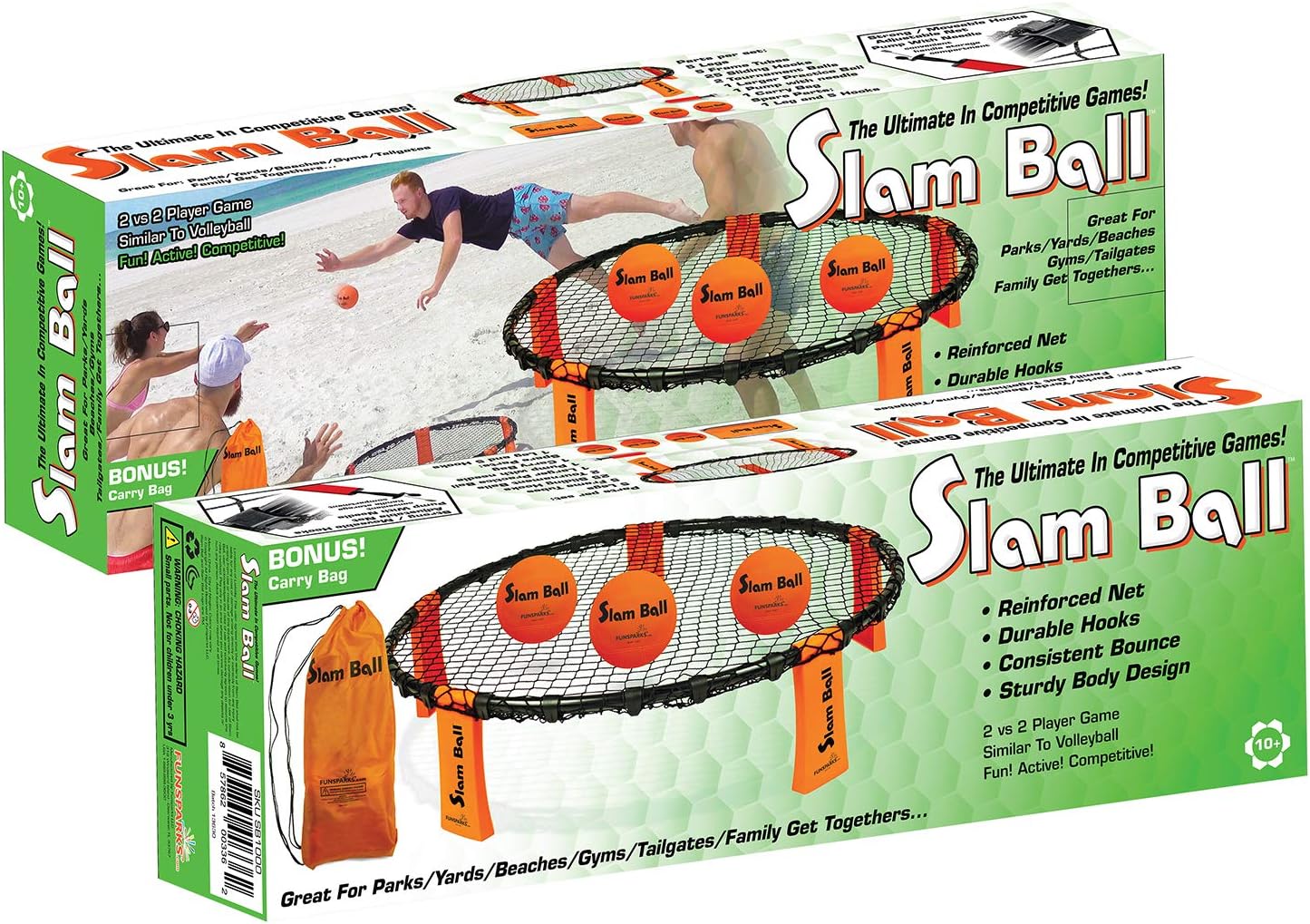 Slam Ball Game - Spike The Ball into The Net at a Park, Beach, Lawn and Backyard – Rally, Set, Smash or Spike Game – Includes Playing Net, 3 Balls, Carrying Bag and Rules : Sports & Outdoors