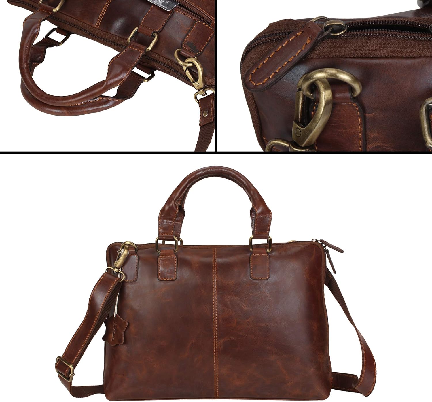 Pitaara Genuine Leather Women's Laptop Bag For Laptops Size 14" (BROWN): Shoes