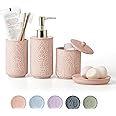 Amazon.com: Premium Coral Pink Bathroom Accessories Set. Pink Bathroom ...