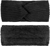 DRESHOW Women Warm Winter Knitted Headband Ear Warmer Fleece Lined 2 Pack view 5