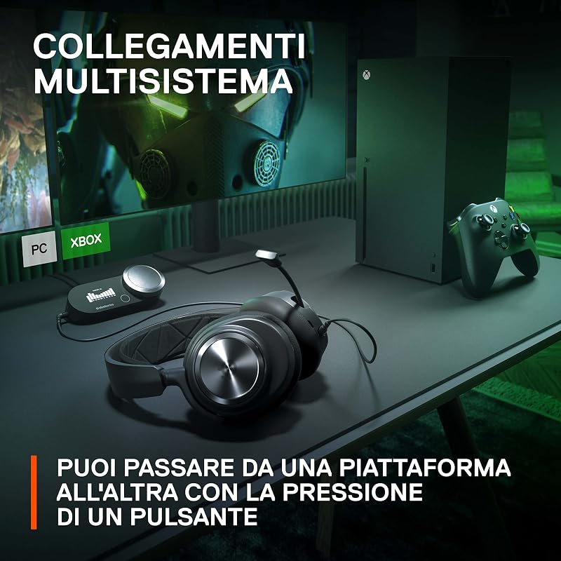 Arctis Nova Pro Xbox - Cuffie da gaming multi-sistema - Audio Hi-Res - Audio spaziale a 360° - GameDAC Gen 2 - Microfono ClearCast Gen 2 - Xbox, PC, PS5, PS4, Switch