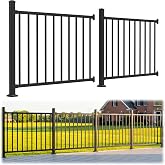 Guwezoy 36 in. H x 8 ft. W Modular Aluminum Deck Railing Kits with Post | AAMA 2604 Weather-Resistant Finish, Easy DIY installation, Cuttable Porch Railing Kit for Outdoor Railing (2 Post, 2 Panel)