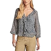 Lucky Brand Womens Long Sleeve Ruffle Top