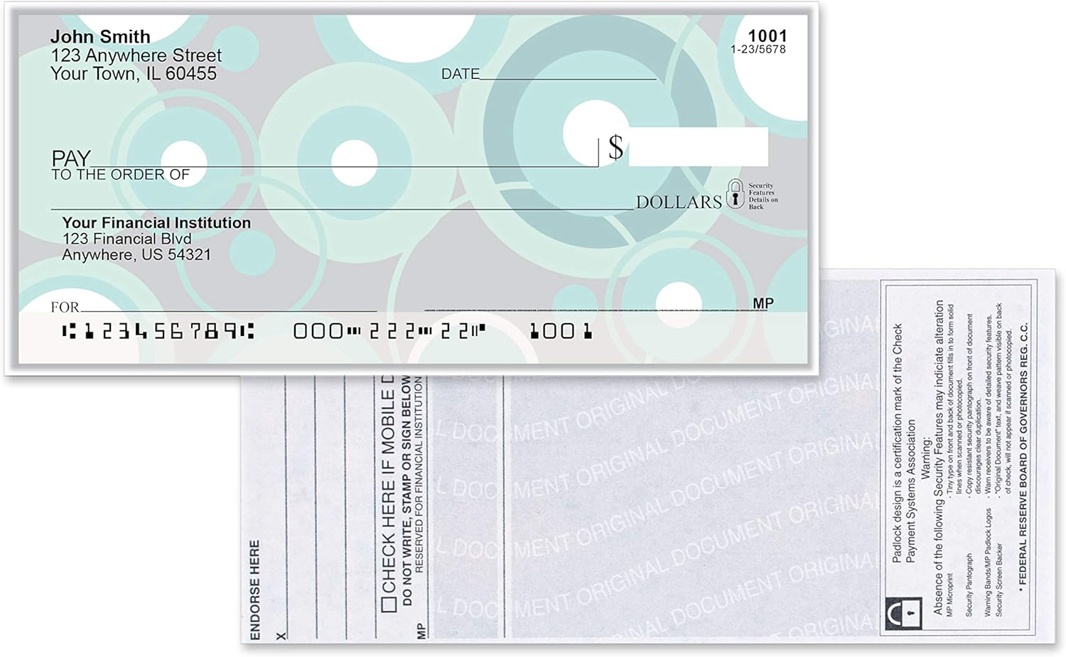 Stylish Patterns Top Tear Value Priced Personal Checks (1 Box of Duplicates, Qty. 100) : Office Products