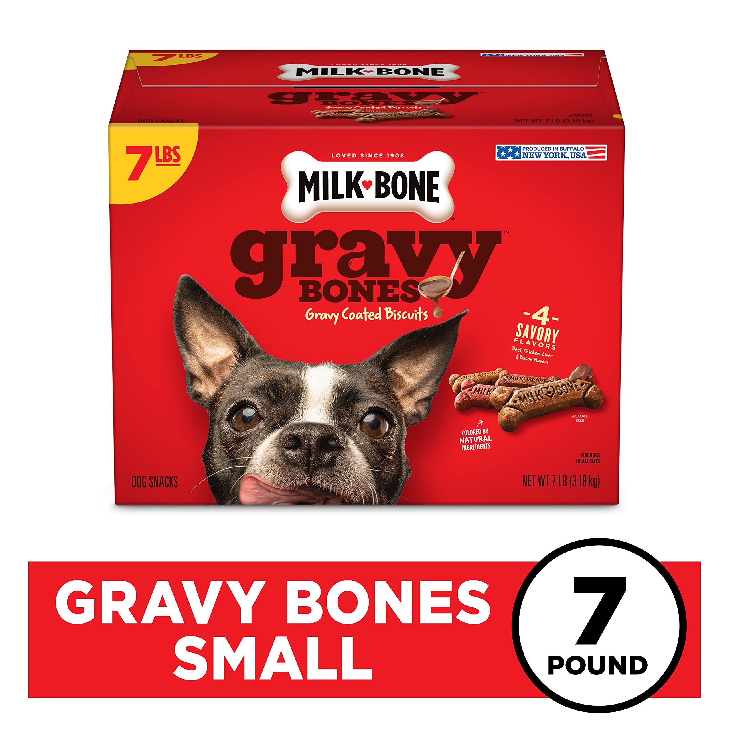 MilkBone Gravy Bones Dog Treats with Savory Meat Flavors, 7 Pound
