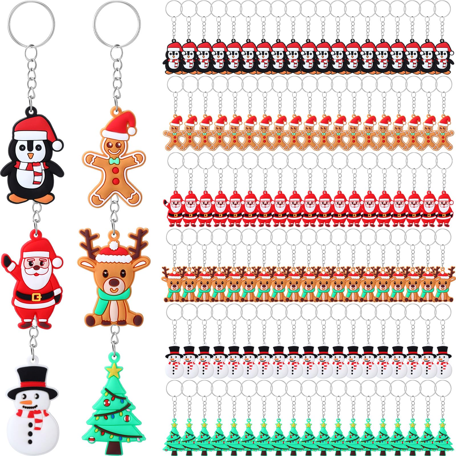 Photo 1 of Equsion 60 Pcs Christmas Keychain Christmas Party Favors Xmas Tree Hanging Kit Gift Santa Snowman Party Decorations
