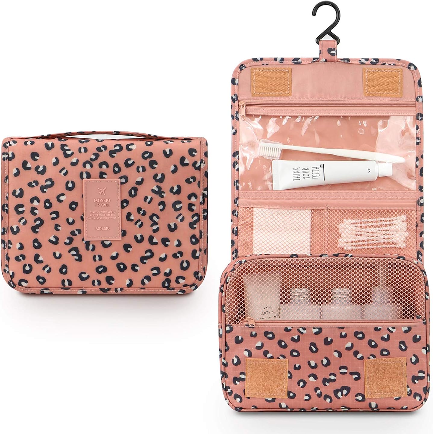 Toiletry Bag for Women,Mossio Waterproof Big Makeup Case with Large Compartment Pink Leopard: Clothing