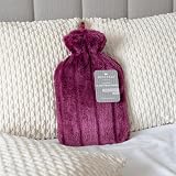 Revitale Luxury 2 Litre Hot Water Bottle with Soft Faux Fur Cover Plum view 2