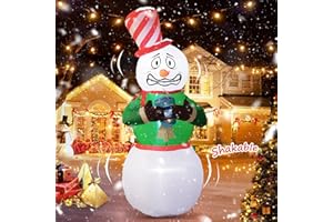 Elegear Christmas Inflatables Outdoor Decorations, 6FT Shivering Snowman Inflatable Built-in LED Lights Christmas Blow Up Yard Decorations Lighted Snowman for Xmas Party Indoor Outdoor Decoration