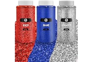 ULTIMATE STATIONERY Glitter Bulk Set, 4th of July Fine Glitter for Crafts, Resin and Scrapbooking 3 Pack – 1 LB/16OZ Each Shaker Bottles Independence Day Décor and Crafts, Fourth of July Accessories