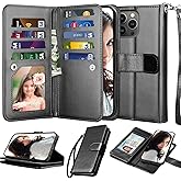 Njjex Wallet Case for iPhone 14 Plus 6.7" 2022, for iPhone 14 Plus Case, [9 Card Slots] PU Leather ID Credit Holder Folio Flip [Detachable] Kickstand Magnetic Phone Cover & Lanyard [Black]