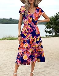 Zeagoo Summer Dress for Women Flutter Short Sleeve