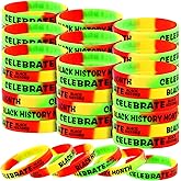 Deekin 60 Pcs Black History Month Rubber Bracelets Juneteenth Freedom Day Silicone Bracelets Juneteenth Party Supplies Elastic Silicone Wristband Black History Month Decorations for Adults Favors