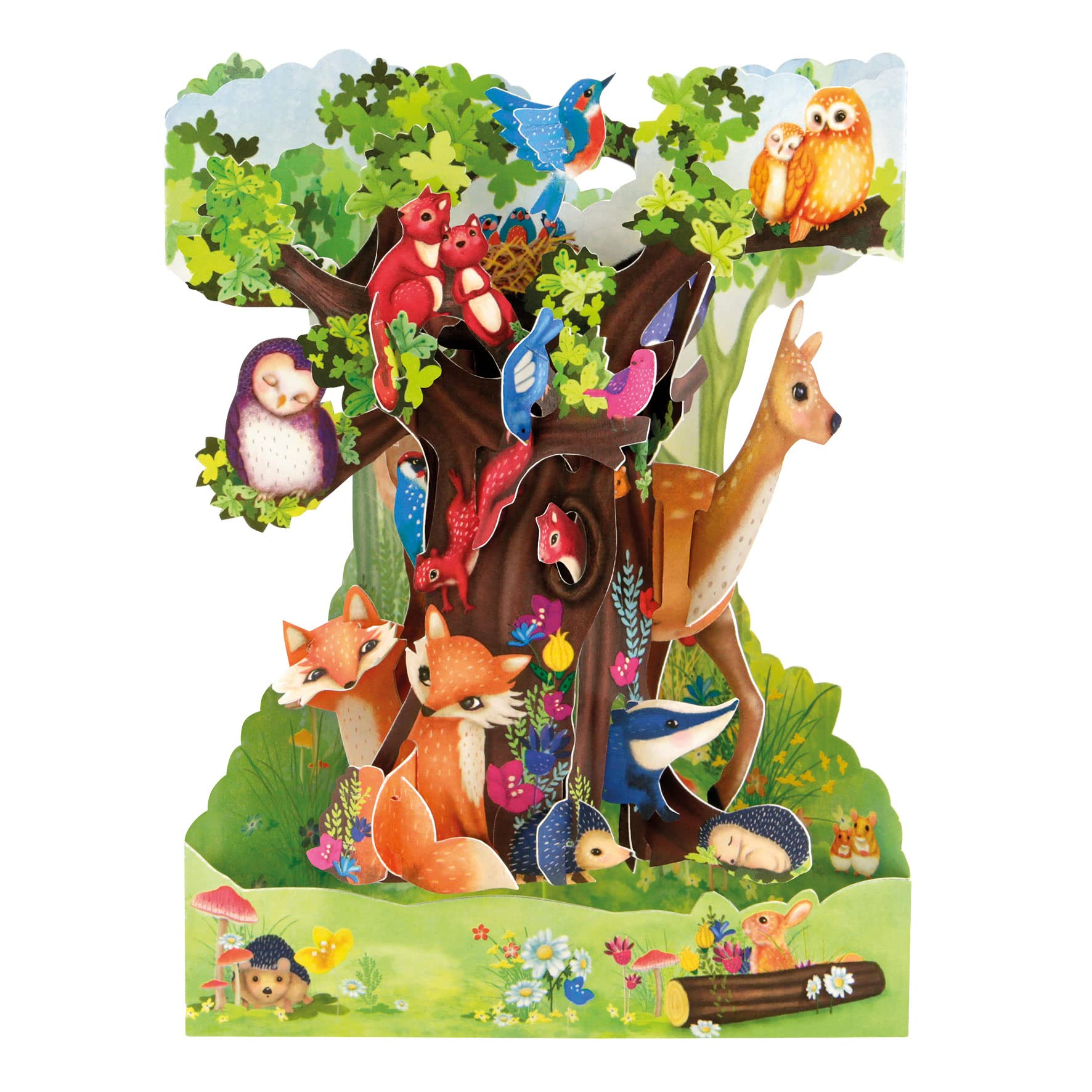 SANTORO Swing Card, 3D Pop Up Greeting Card - Forest Animals - For Boys, Girls, Kids, Family, Birthday, Woodland Animal Lovers