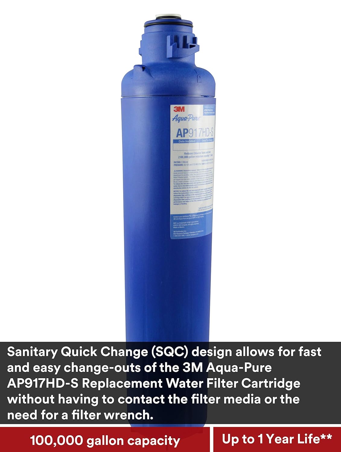 3M Aqua-Pure 5621104 Whole House Sanitary Quick Change Water Filter System AP904, Reduces Sediment, Chlorine Taste and Odor, and Scale,blue: Industrial & Scientific