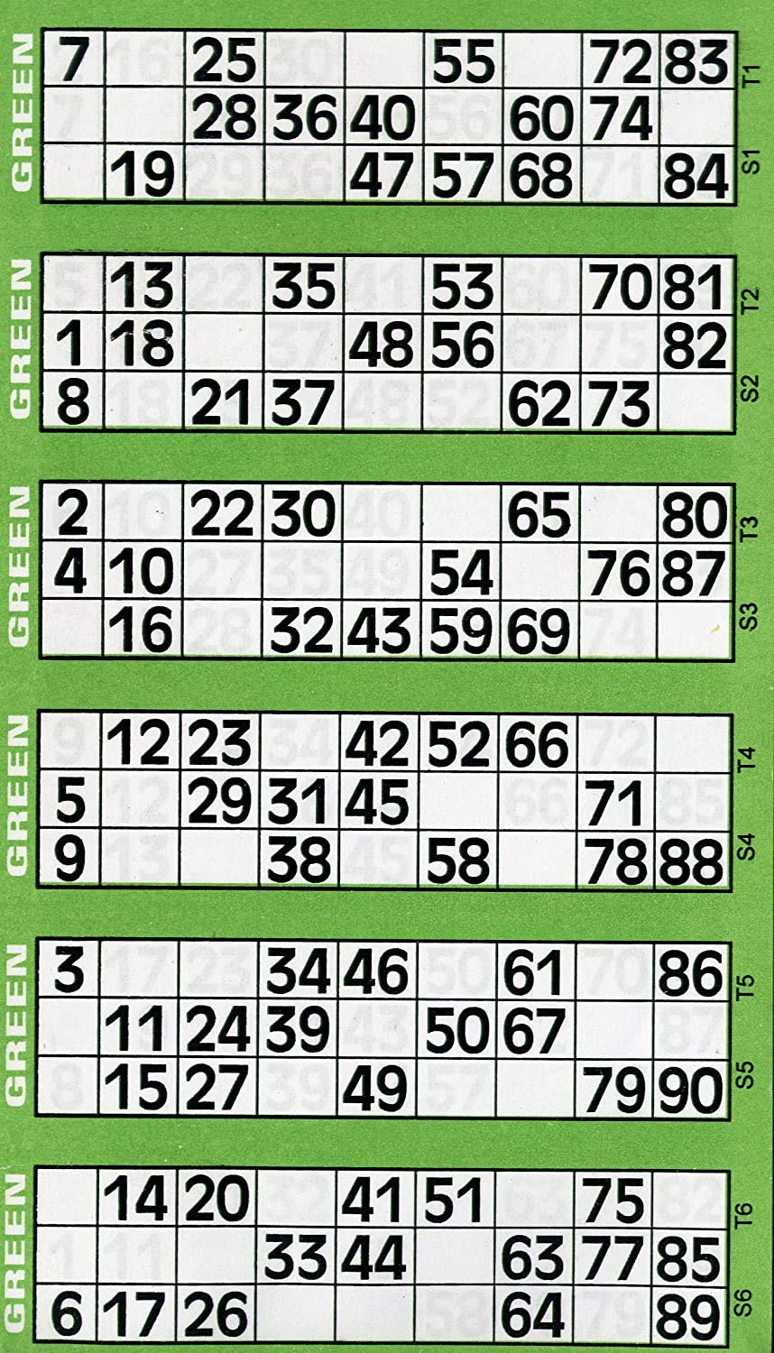 Jumbo Bingo Tickets pads 6 to view (Green)