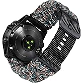 BINLUN Compatible with Garmin Watch Band 20mm 22mm 26mm, Heavy-Duty Braided 550 Paracord Nylon Sport Replacement Strap Design for Quickfit Fenix/Fit for Forerunner/for Instinct/for Quatix/for MARQ