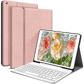 JUQITECH Keyboard Case for iPad 9th 8th 7th Gen 10.2 Inch, Pencil Holder | USB-C Rechargeable Detachable Magnetic Wireless Keyboard, Adjustable Viewing Angles Soft TPU Case Cover with Pencil Holder