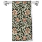 Vintage Boho Floral Kitchen Towels, Retro Green Botanical Hand Towels for Bathroom, Cottagecore Floral Dish Towels Tea Towels for Kitchen, Cottagecore Bathroom Decor, Rustic Kitchen Decor, 16x24 Inch