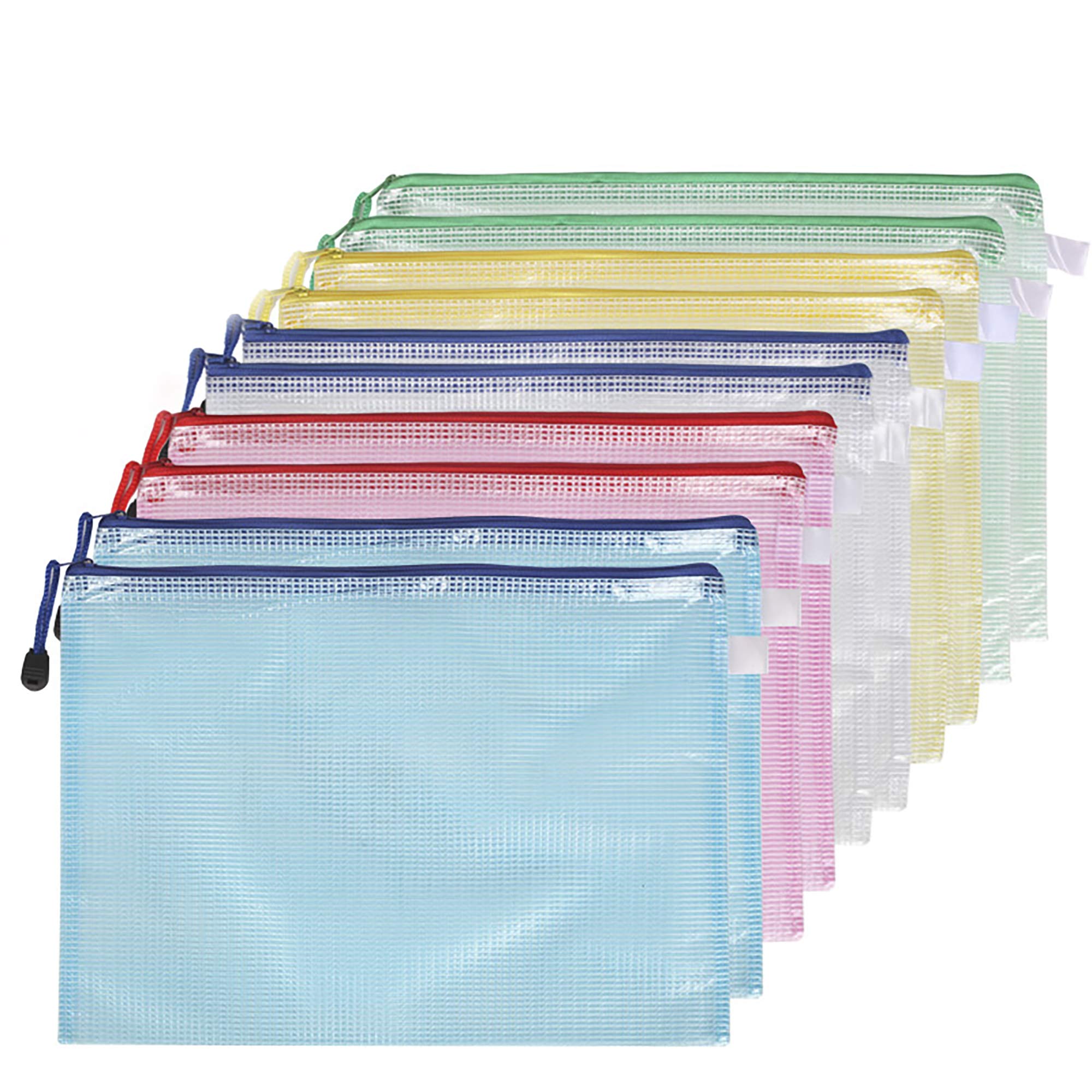 Arnech 10Pcs A5 Plastic Wallets, Ziplock Bags A5 Mesh Document Folders for Files Storage, School, Office, Homework Travel Storage Bags, Paper Organization, Cosmetics (A5-10PCS)